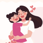현재 이미지: 처음 엄마와 소녀가 행복하게 웃고있다